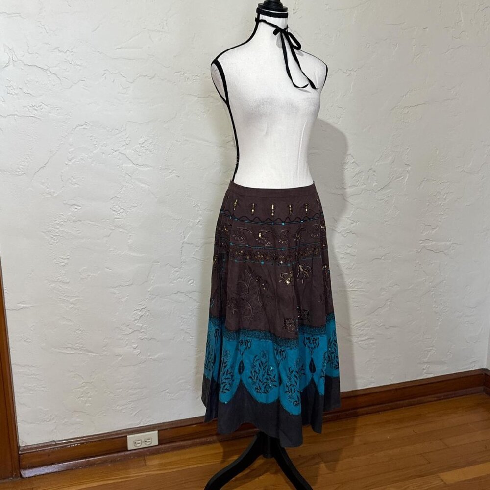 American Vintage Women's Blue and Brown Skirt
